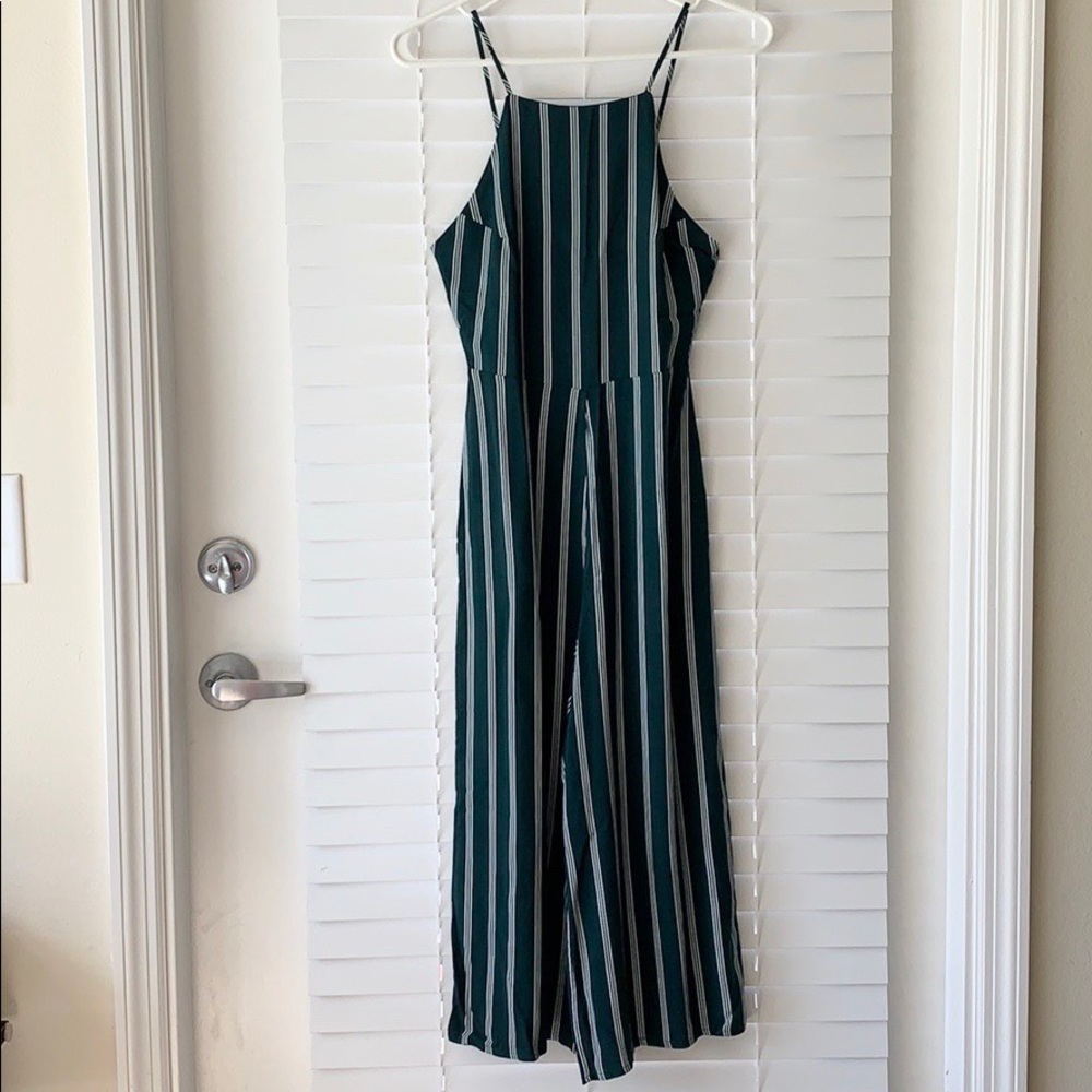 Gianni Bini Green and White Stripe Jumpsuit